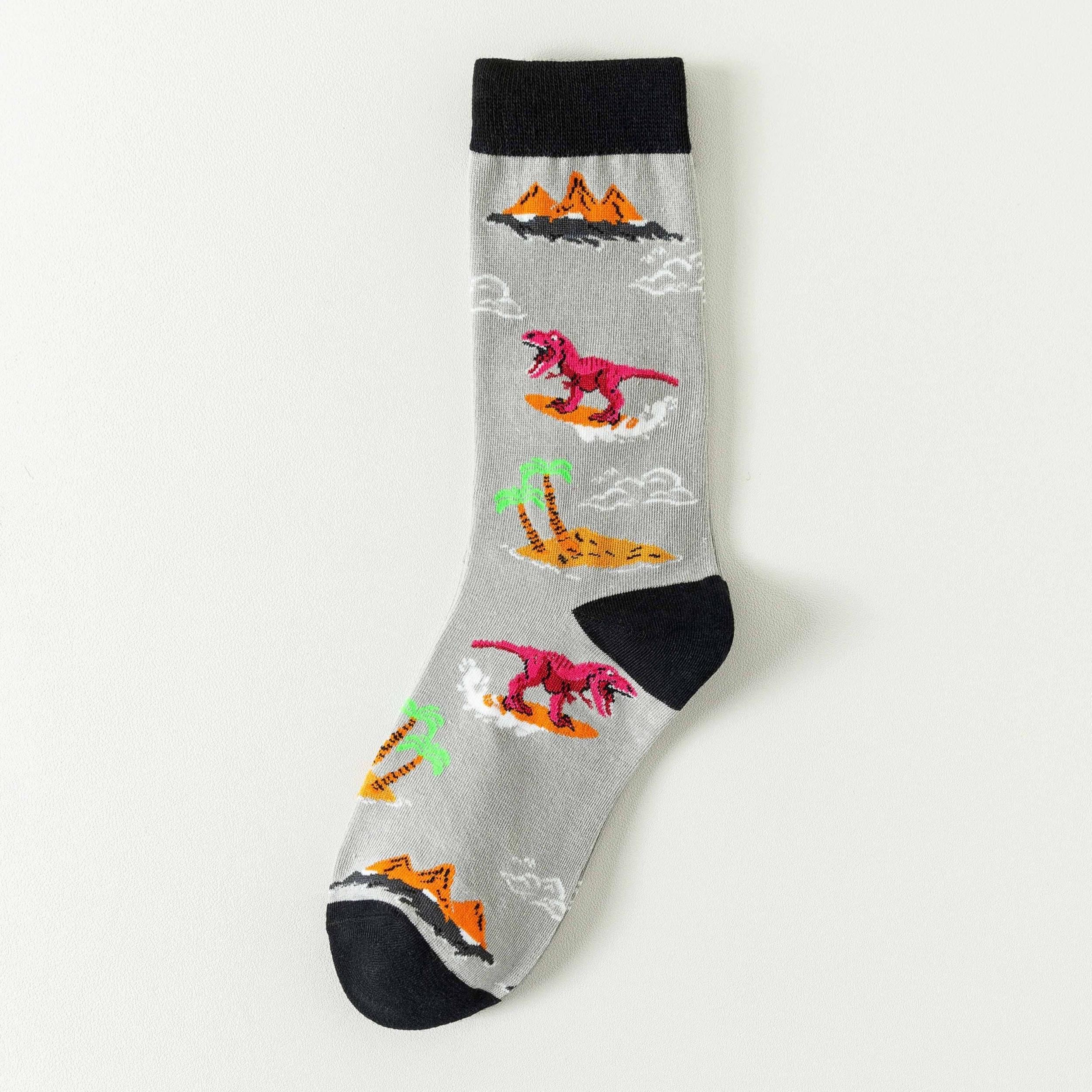 Dino Print Mid Tube Socks Women's Stockings