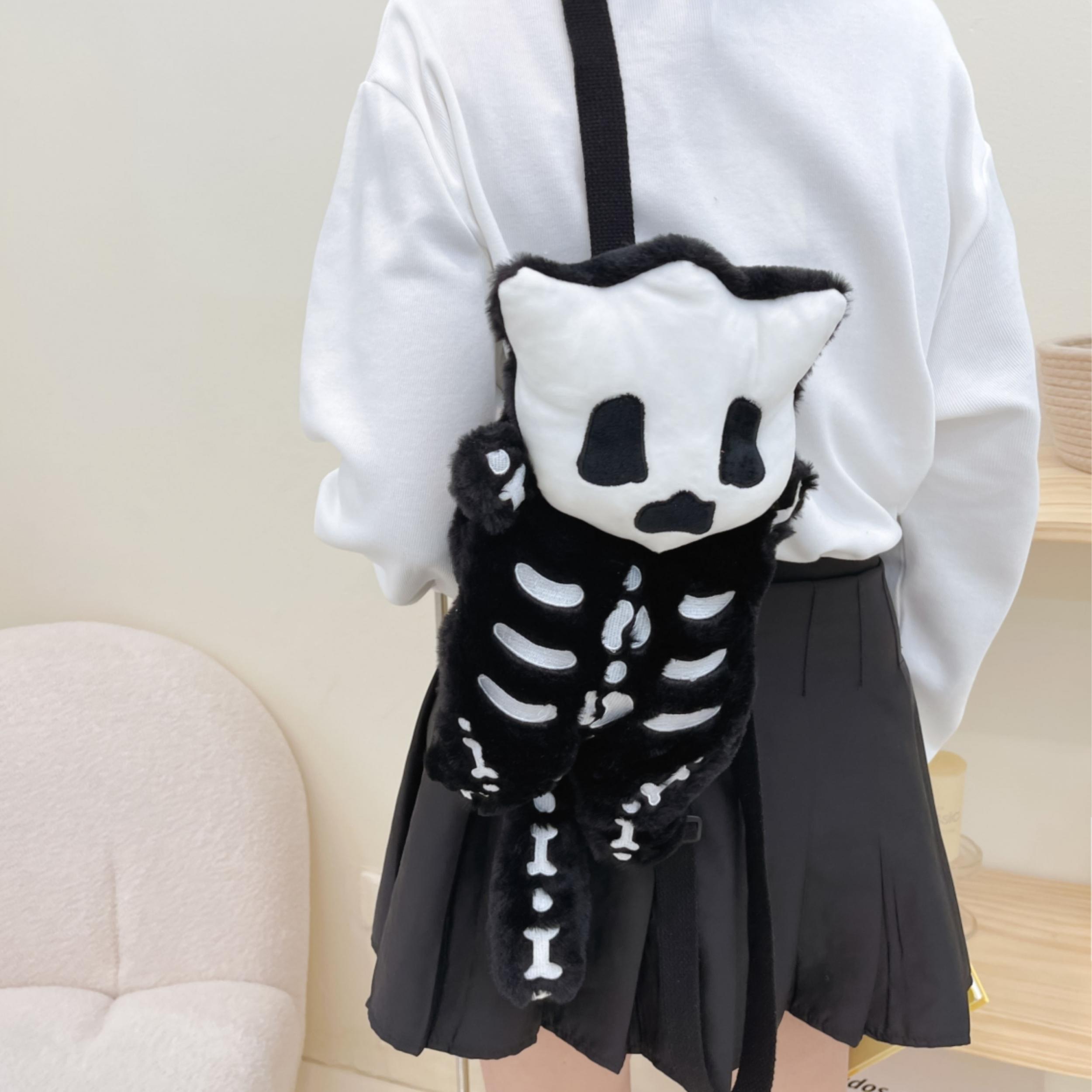 Funny Plush Skeleton Shaped Backpack and Little Devil Coin Purse Set