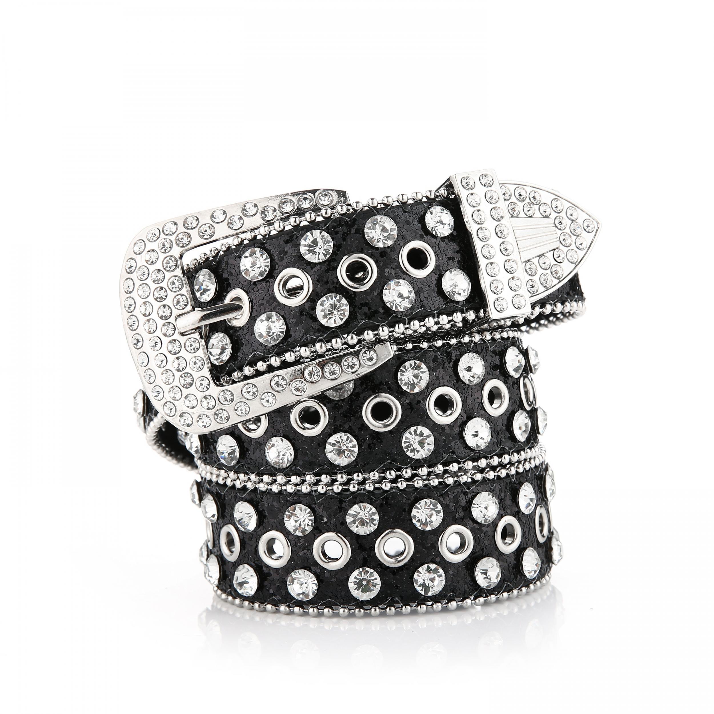 Unisex Rhinestone & Sequin Punk Belt