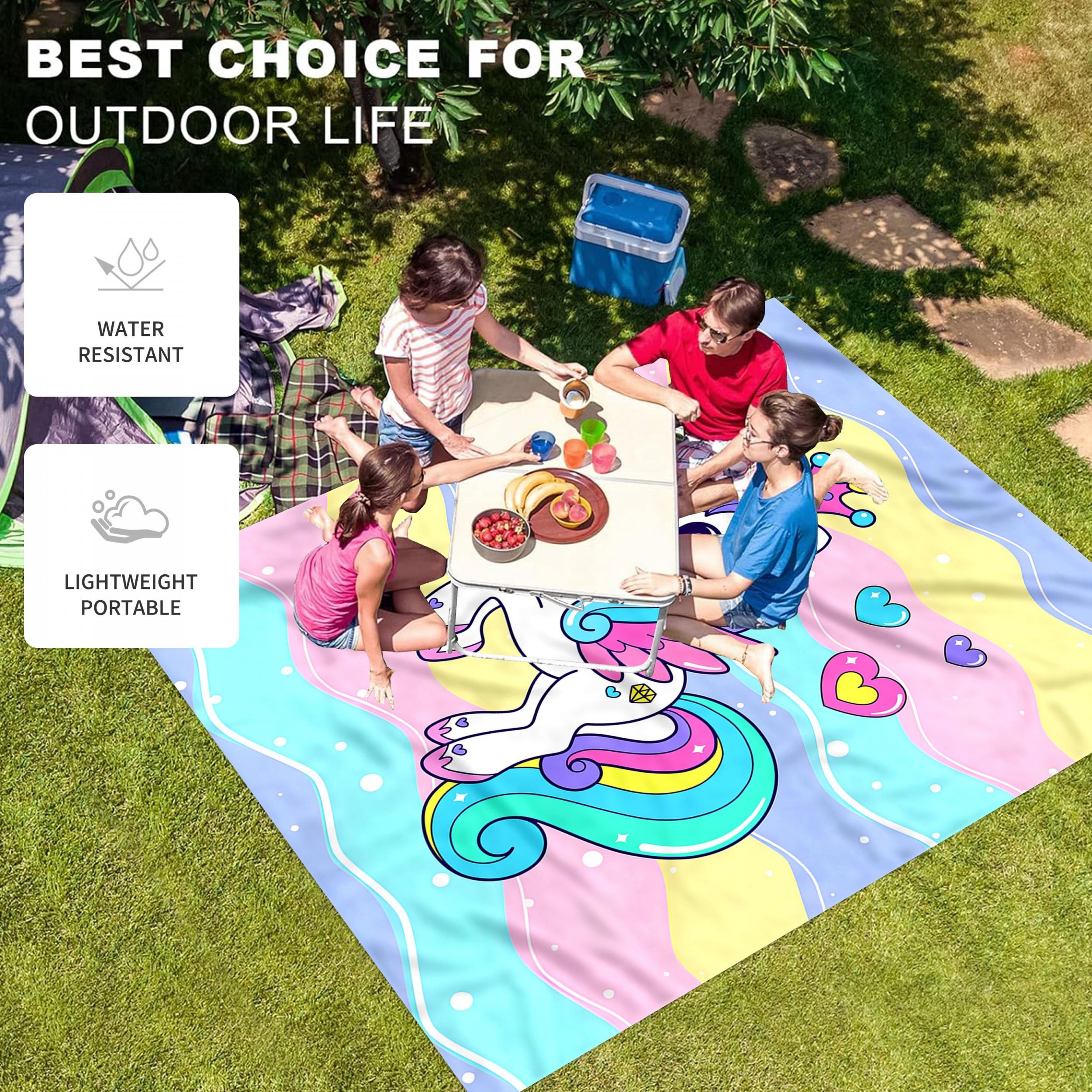 Cartoon Animal Print Picnic Mat Lightweight Waterproof Sandproof