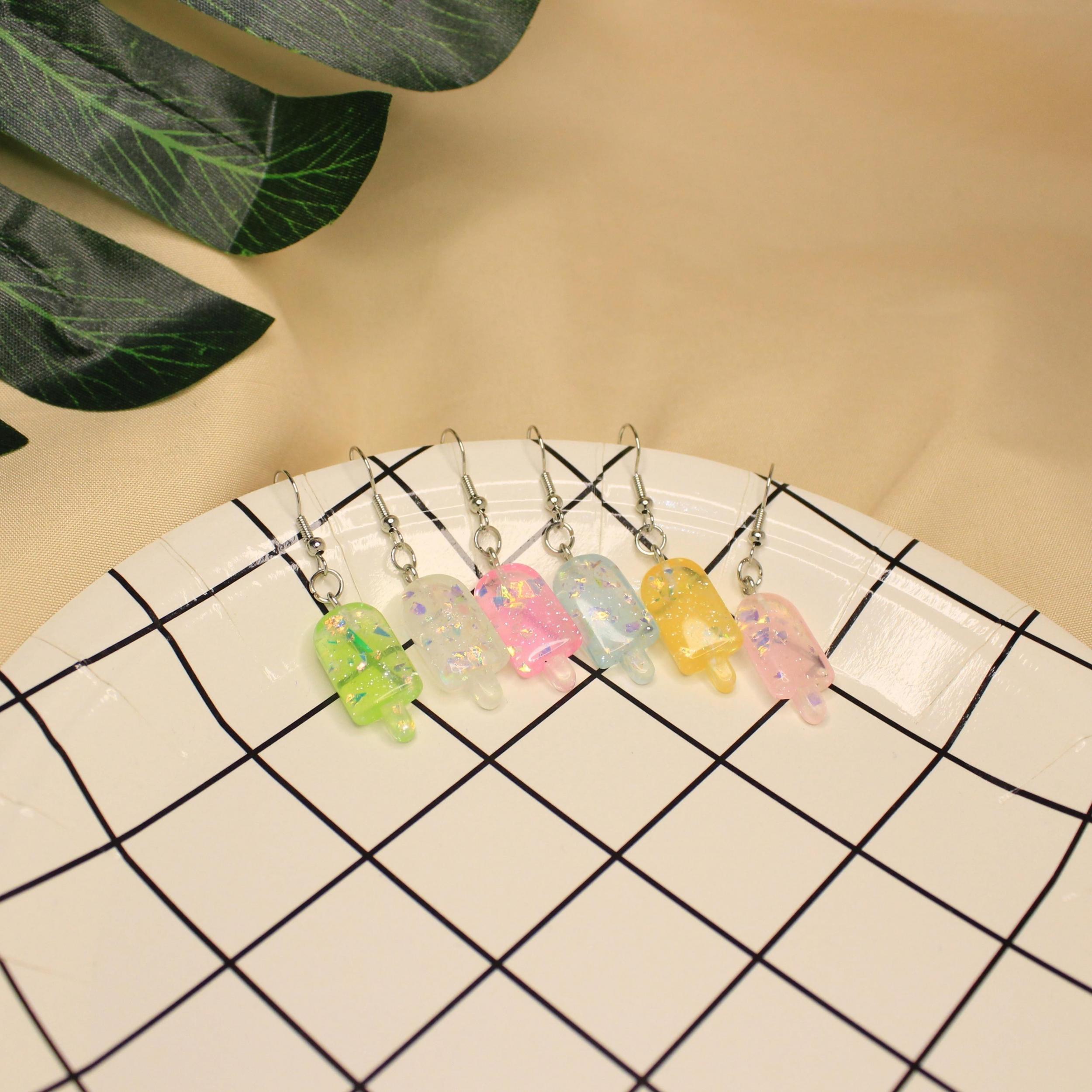 3D Stick Popsicle Pendant Earrings, Multiple Colors
