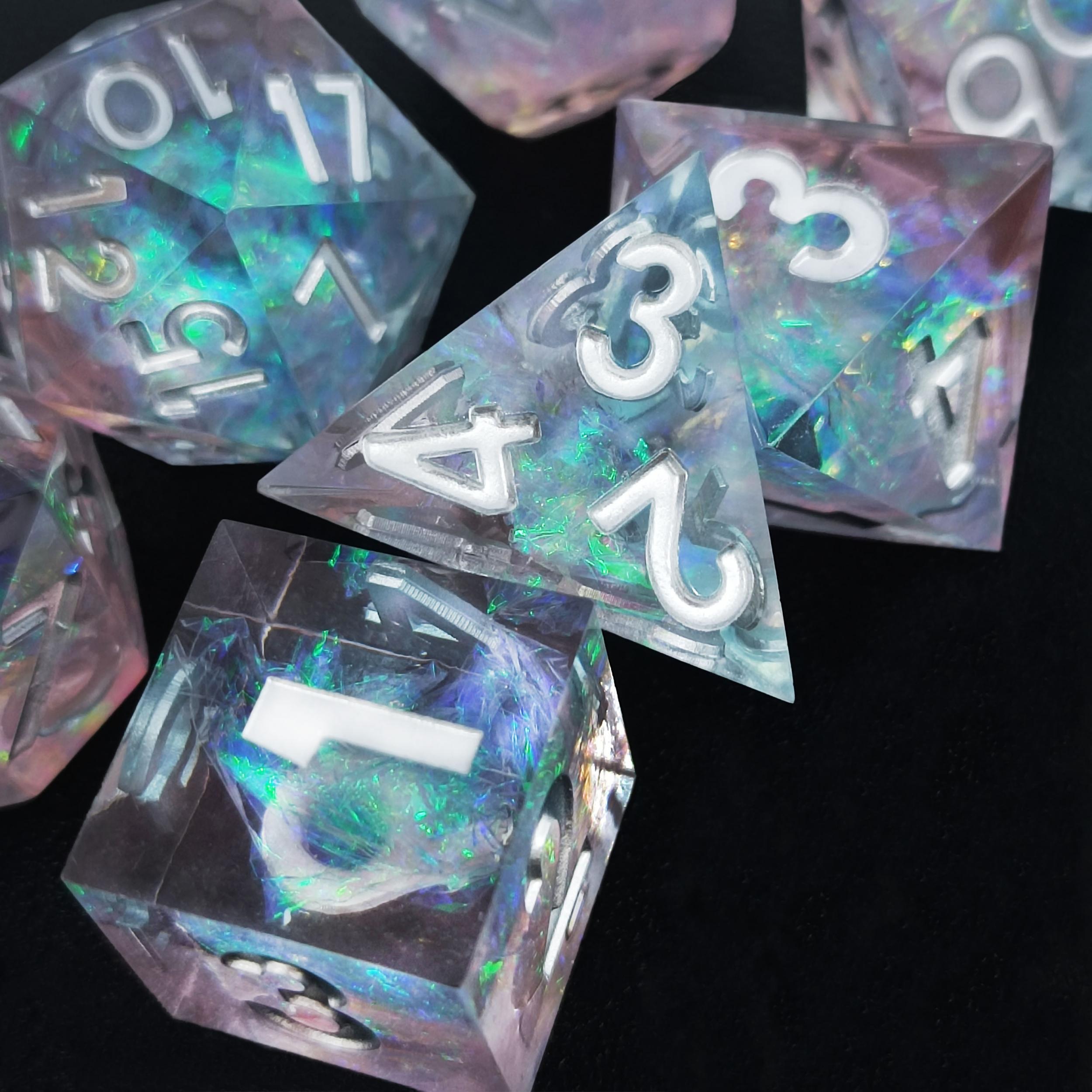 7pcs Resin Dice Set And Polyhedral Dice Set in Packaging