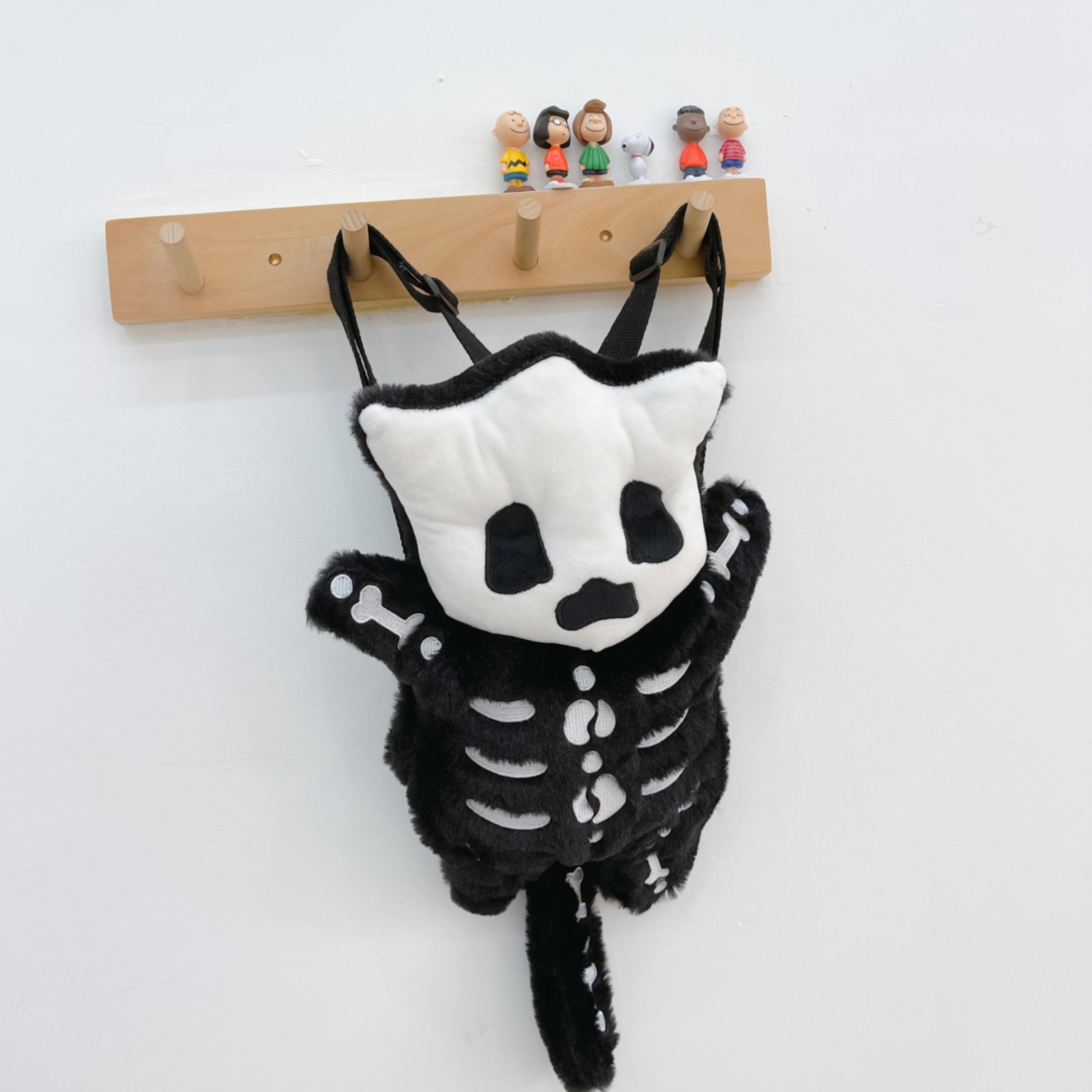 Funny Plush Skeleton Shaped Backpack and Little Devil Coin Purse Set