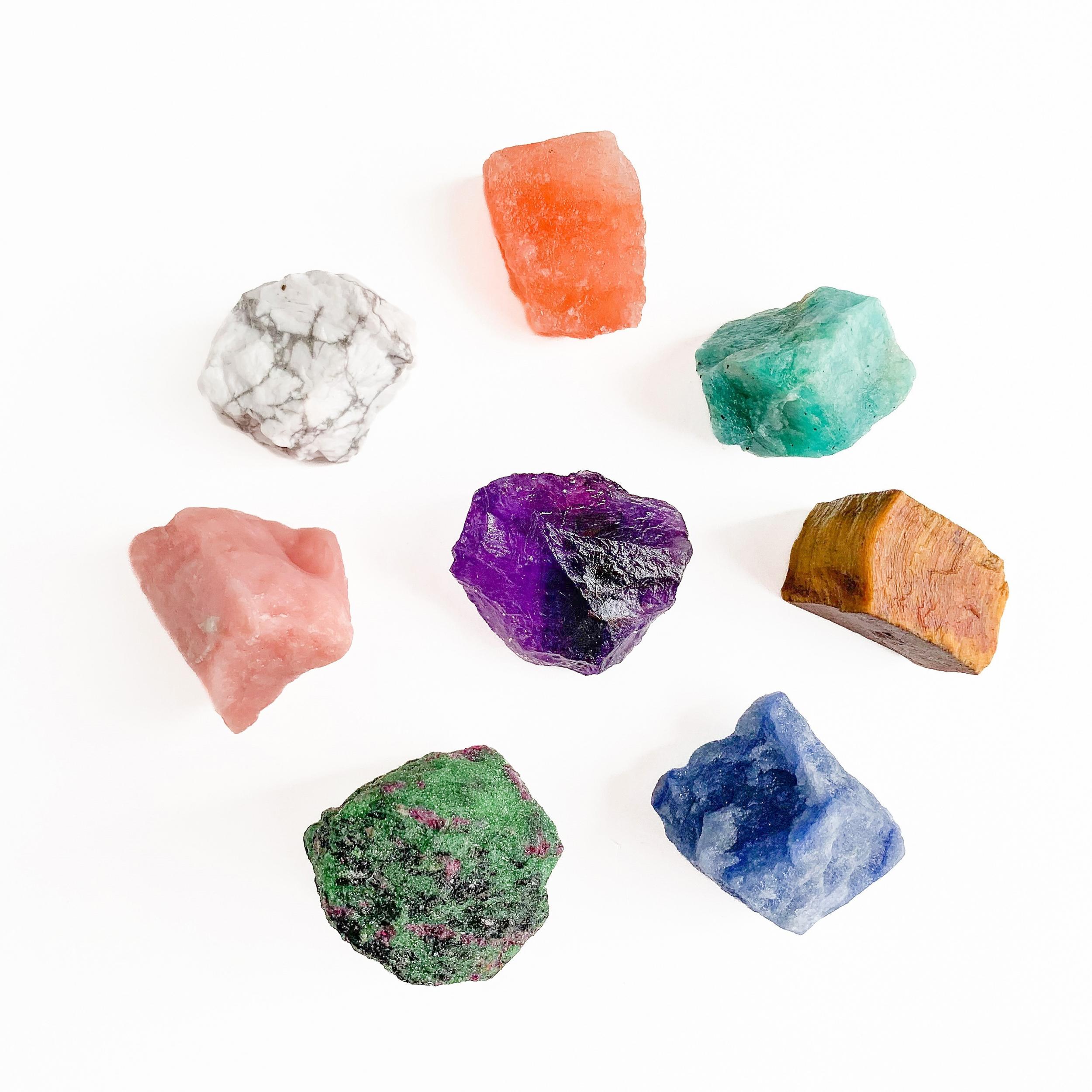 8pcs Natural Large Size Crystals Gemstone Box Chakra Stones Reiki Crystal