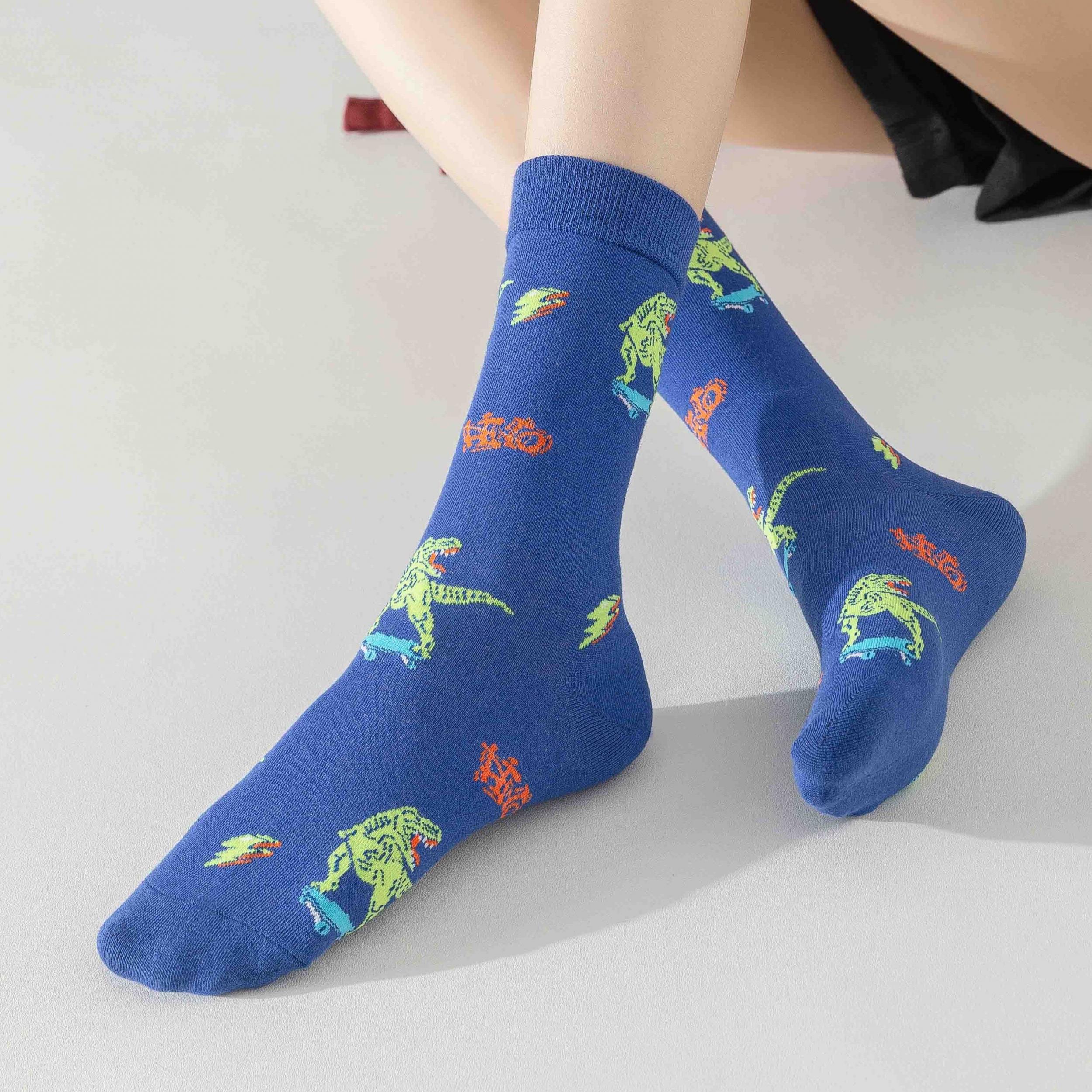 Dino Print Mid Tube Socks Women's Stockings
