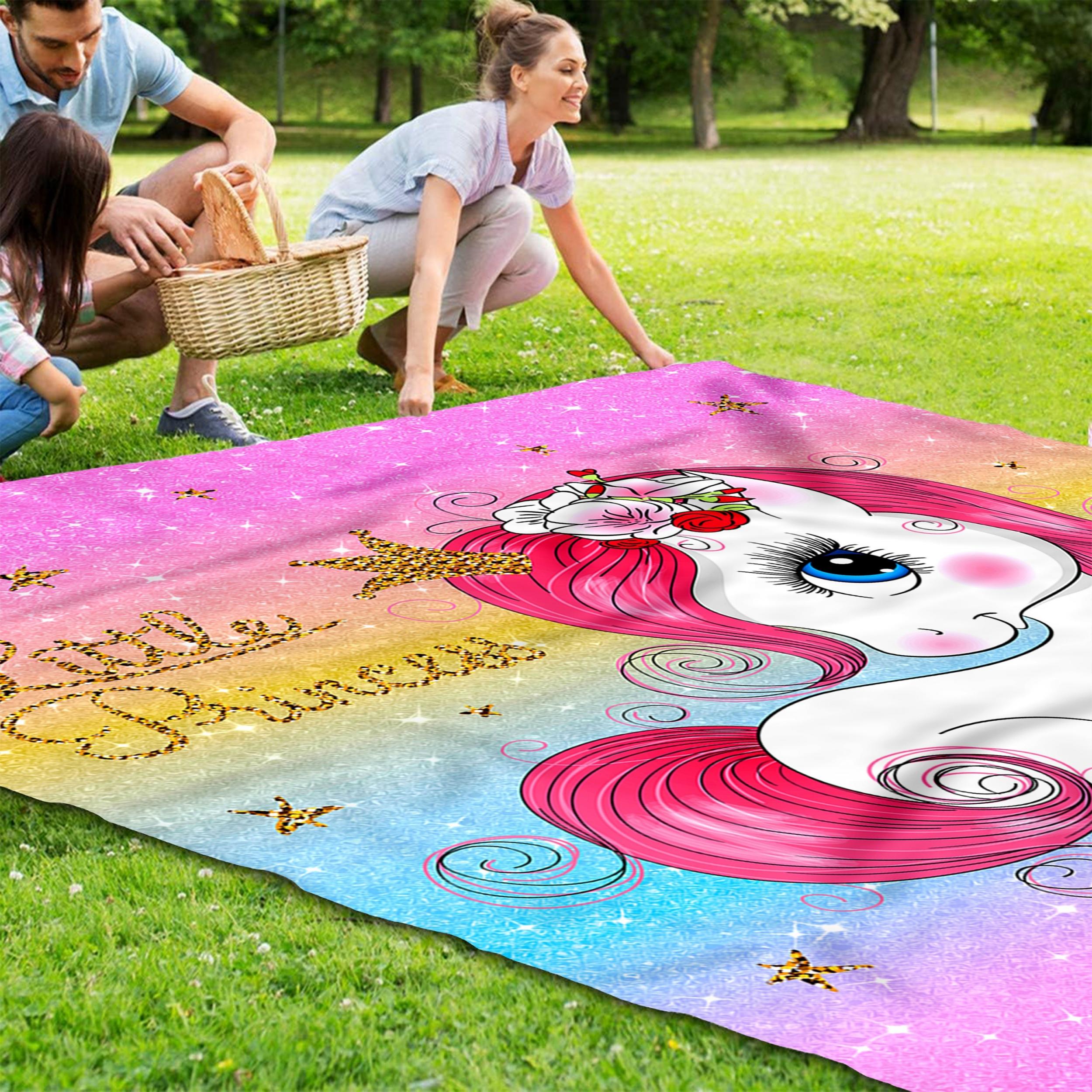 Cartoon Animal Print Picnic Mat Lightweight Waterproof Sandproof