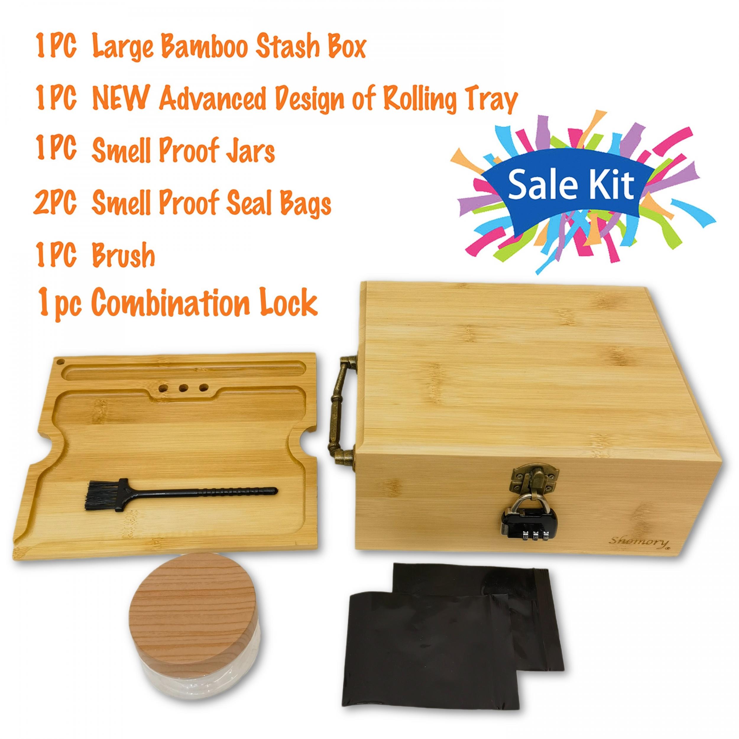 Wooden Storage Box With Tray Bamboo For Smoking Paper