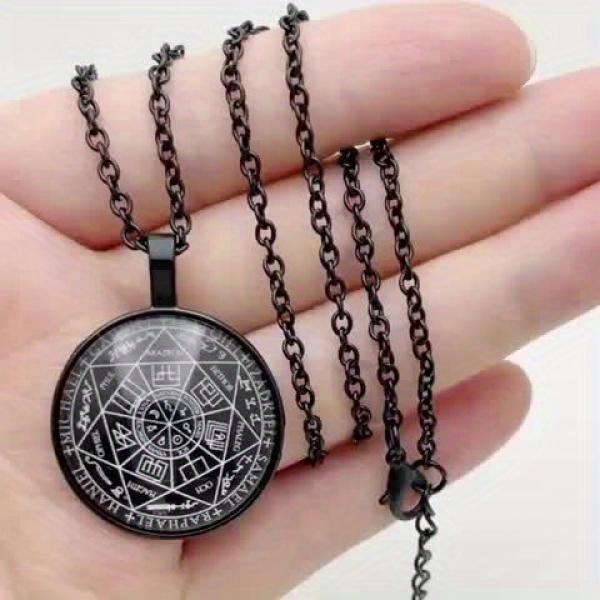 Seven Archangels Round Glass Pendant Necklace
