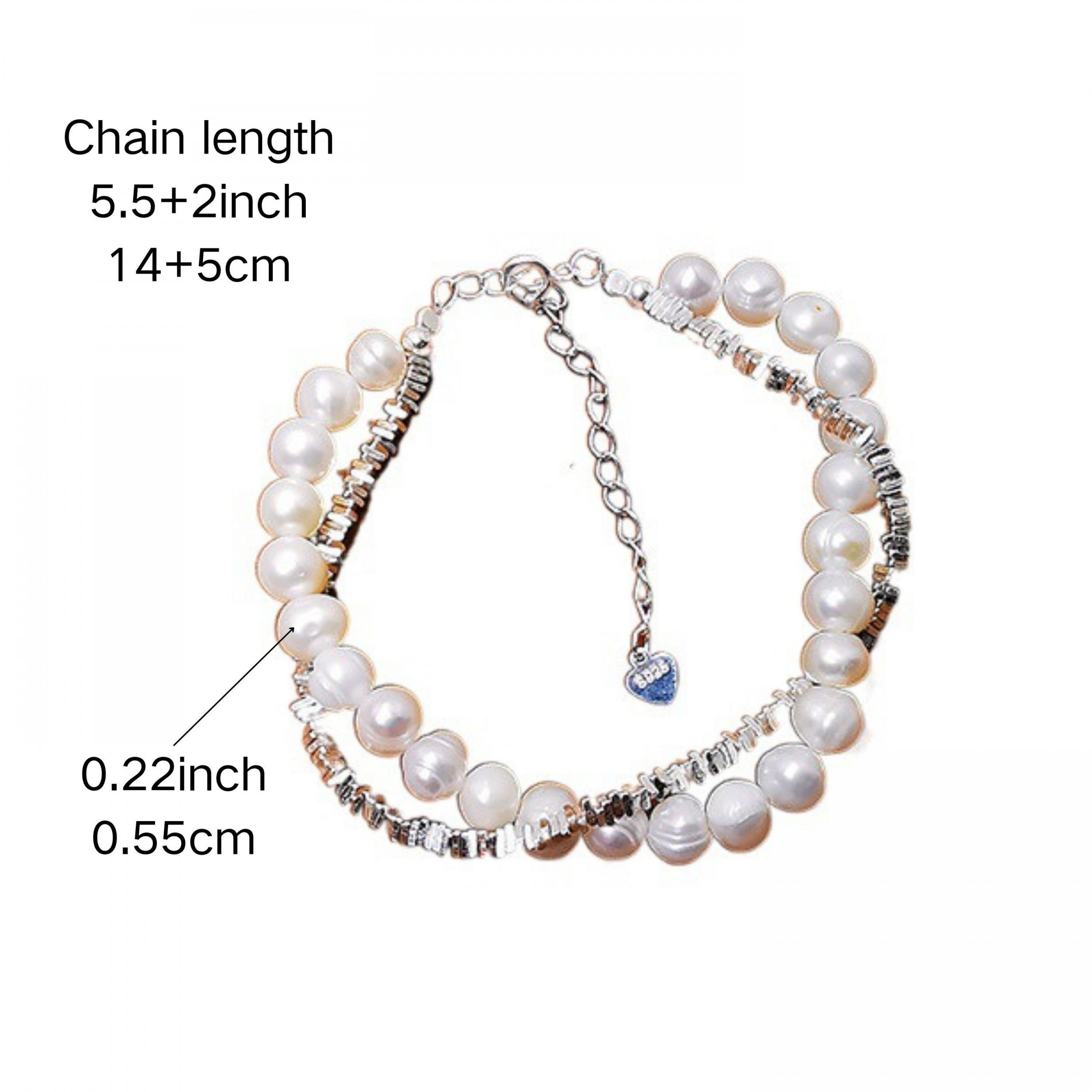 S925 Silver & Freshwater Pearl Double Layer Bracelet Romantic Accessory