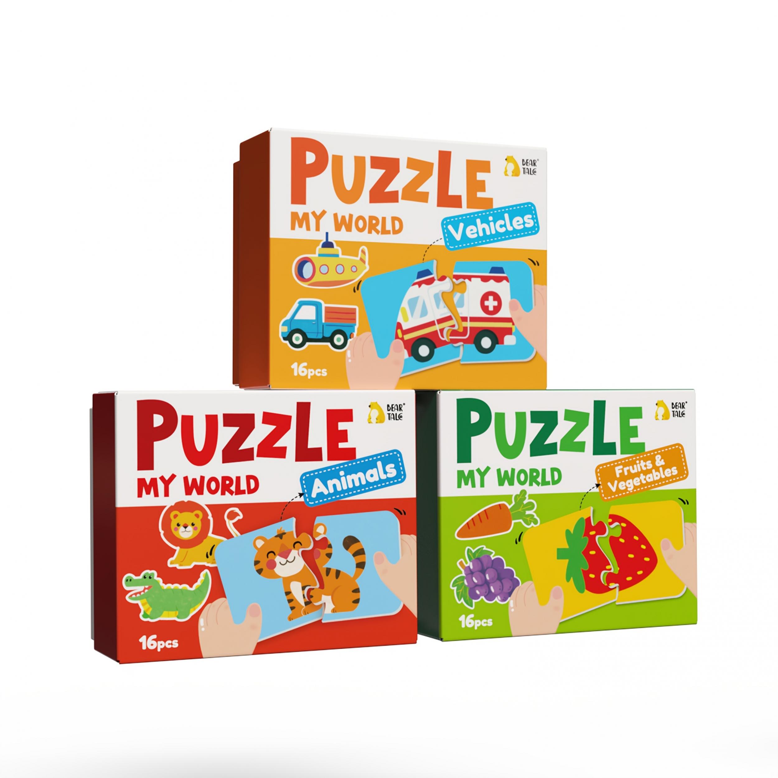 Educational Jigsaw Puzzles 16-48pcs Animals Daily Life Vehicles Fruits&Vegetable