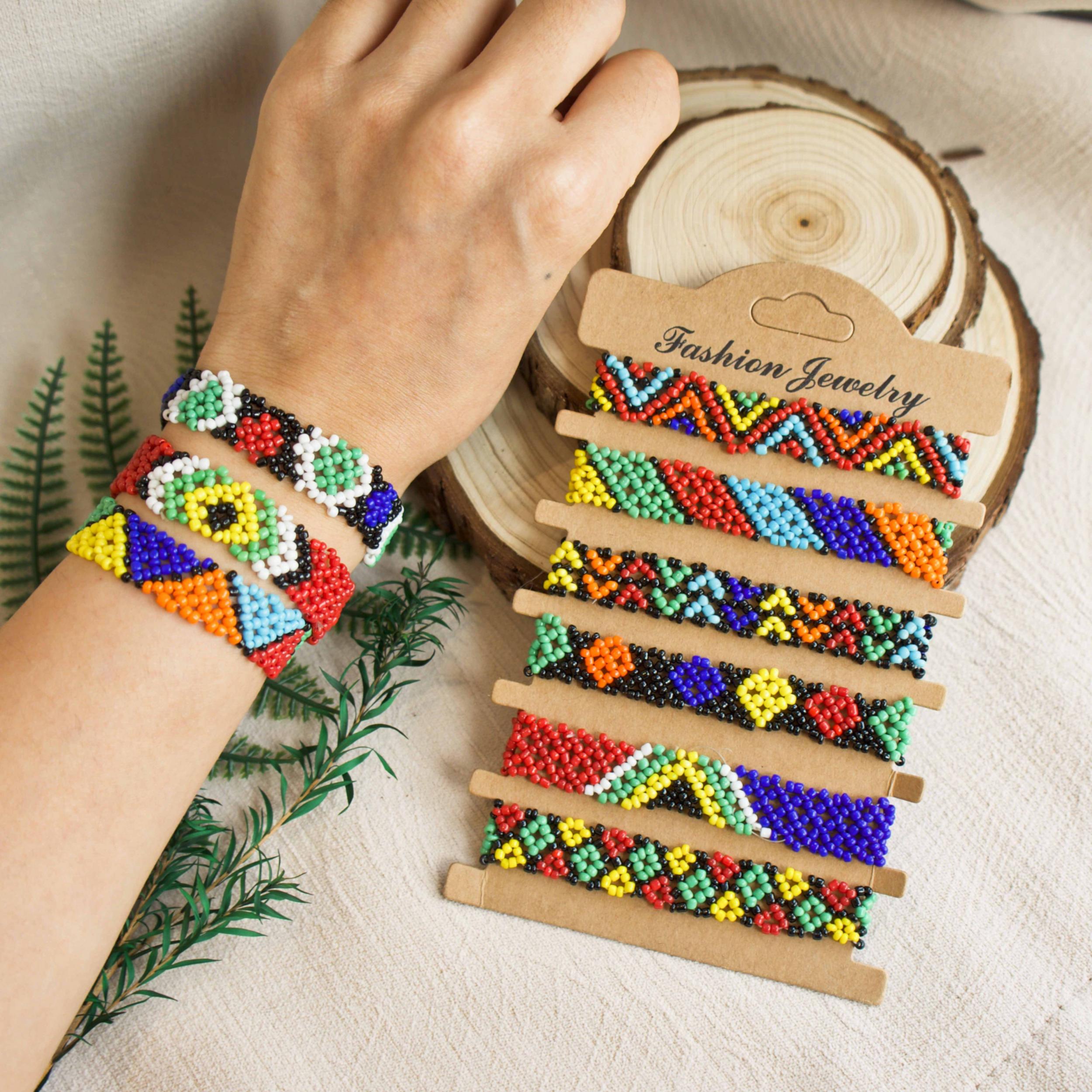 Boho Vintage Style 6pcs Beaded Bracelet Set for Women