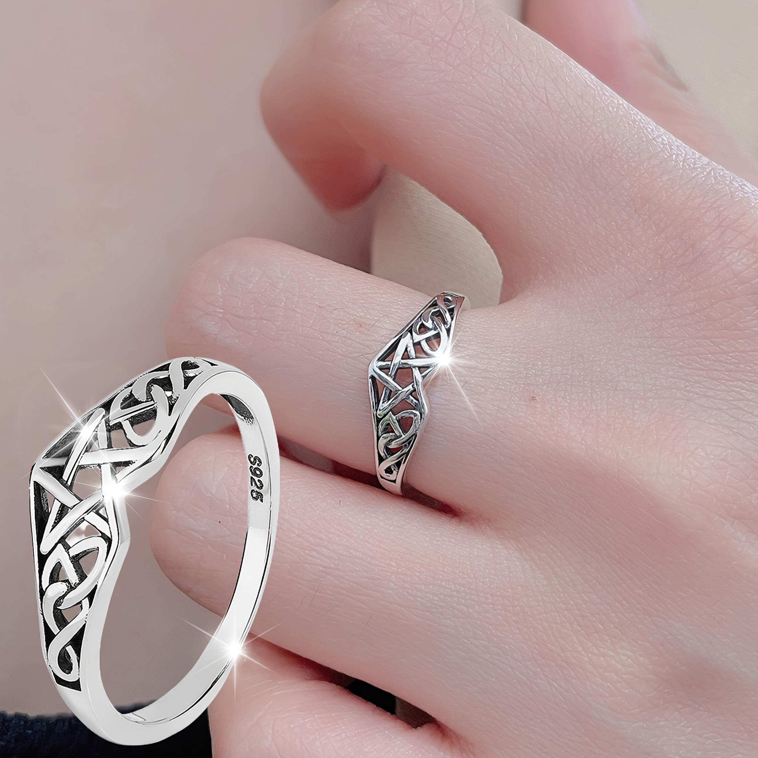 925 Silver Celtic Knot & Pentagram Ring for Men & Women