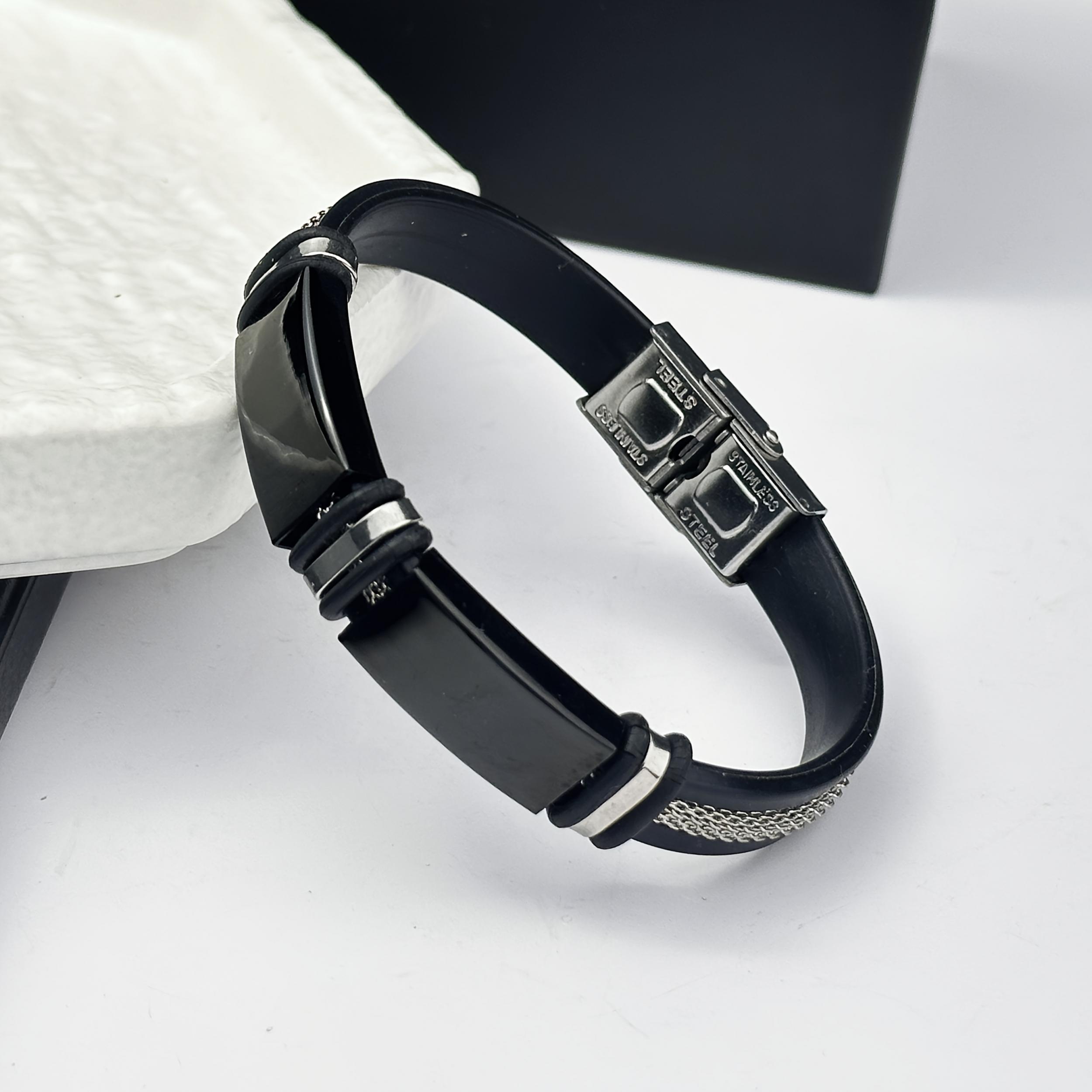 Double Tone Stainless Steel Bracelet with Silicone Strap