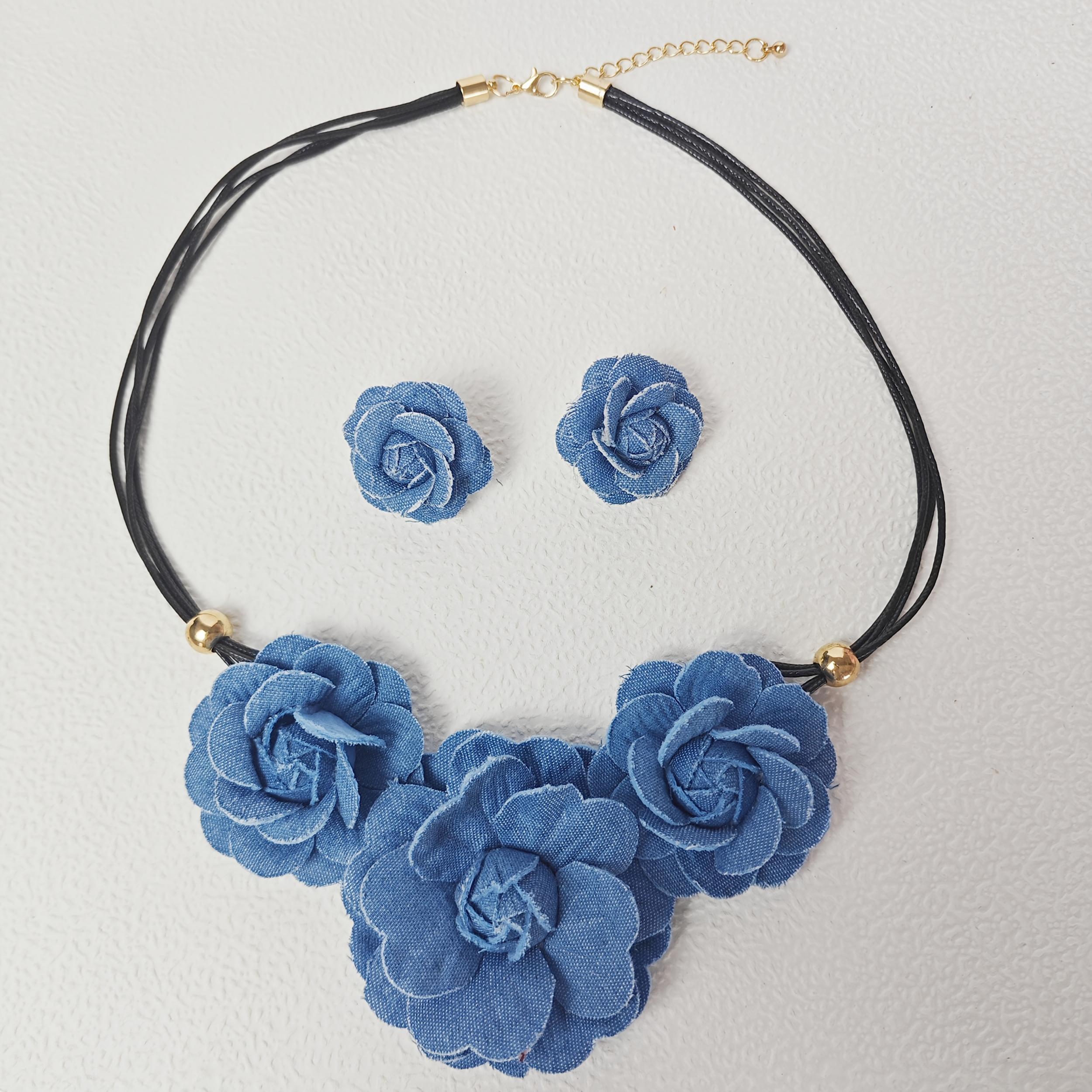 Bohemian Vintage Camellia Earrings & Necklace Set