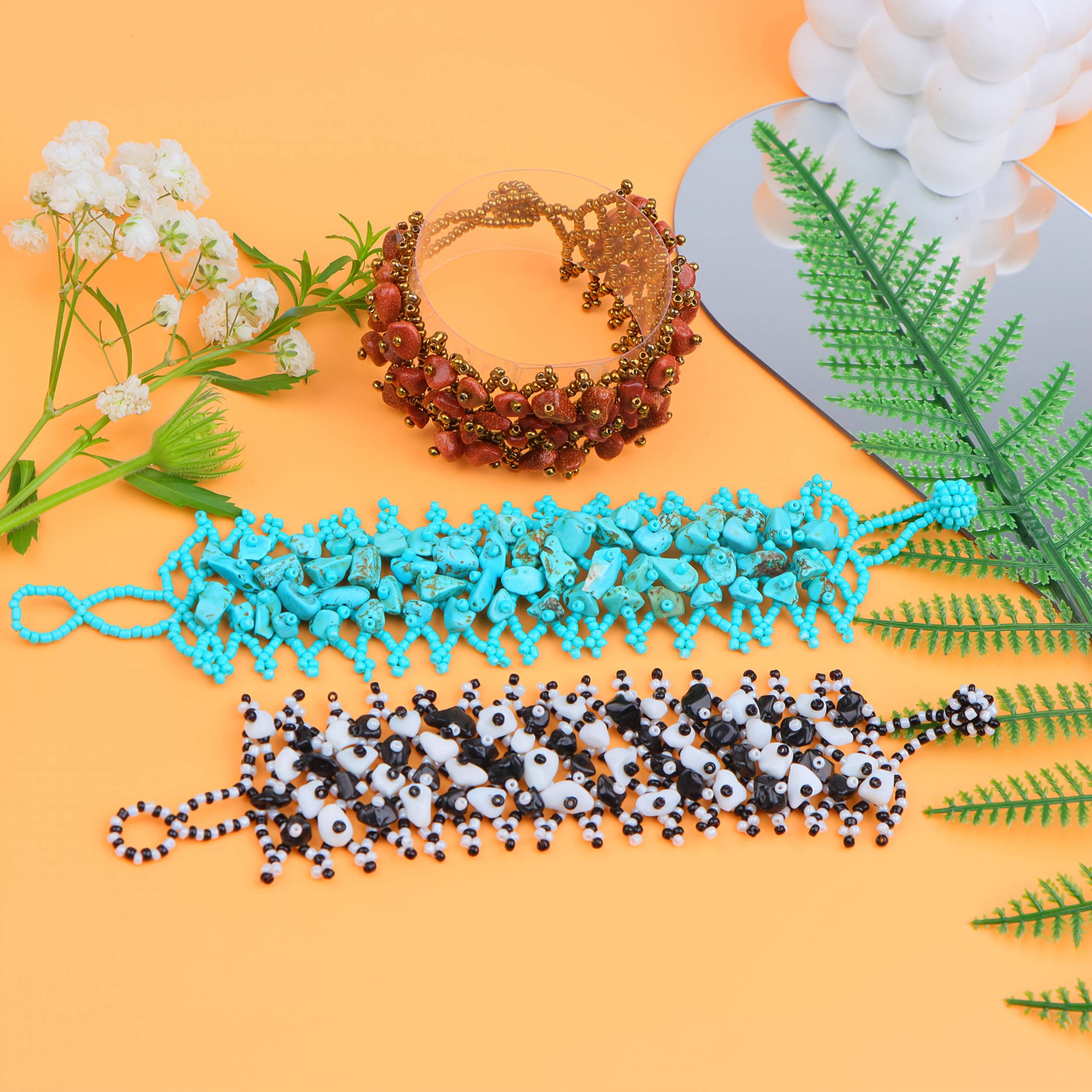 Bohemian Wide Bead Bracelet Mosaic Stones