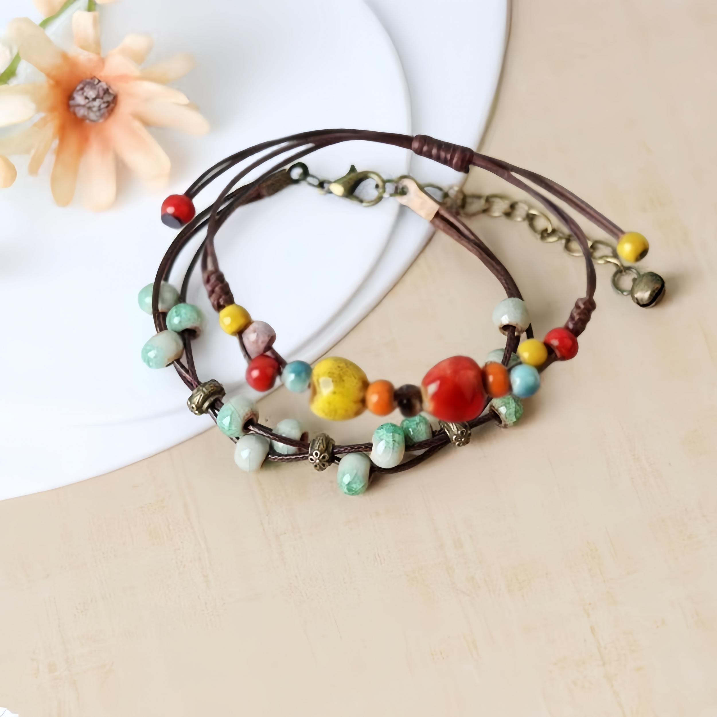 Boho Minimalist Ceramic Weave Bracelet Unisex