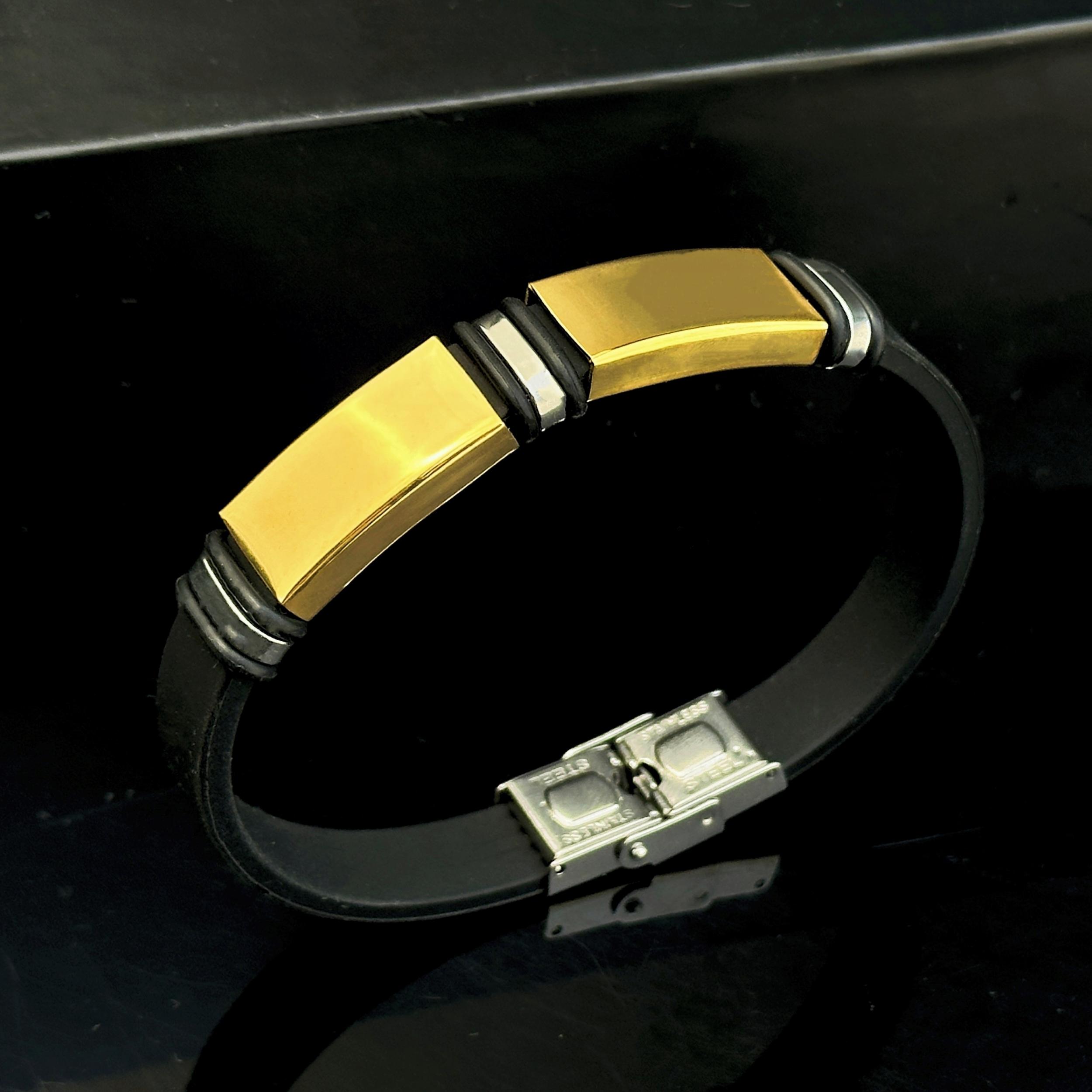 Men's Adjustable Cuff Bracelet with Gunmetal Plating