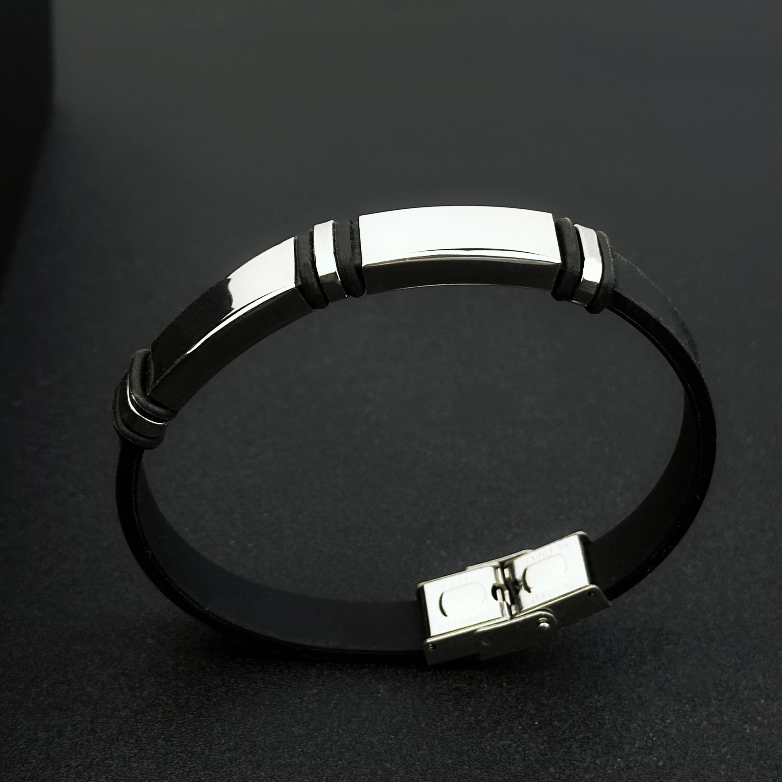 Men's Adjustable Cuff Bracelet with Gunmetal Plating