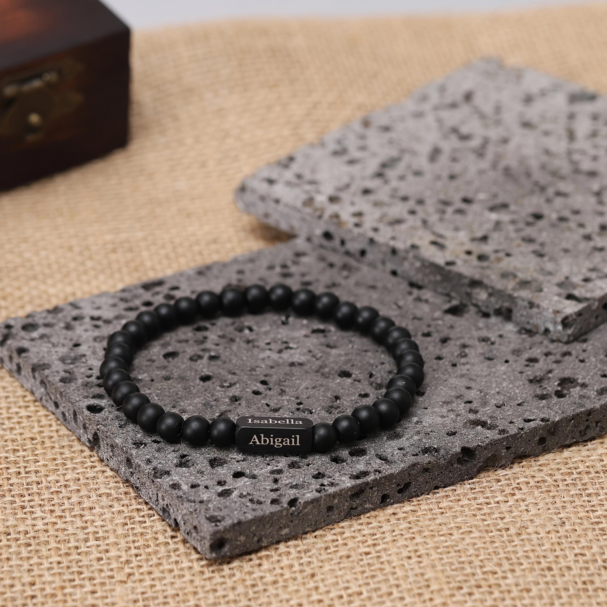 Men's Personalized Beaded Bracelet with Natural Stone