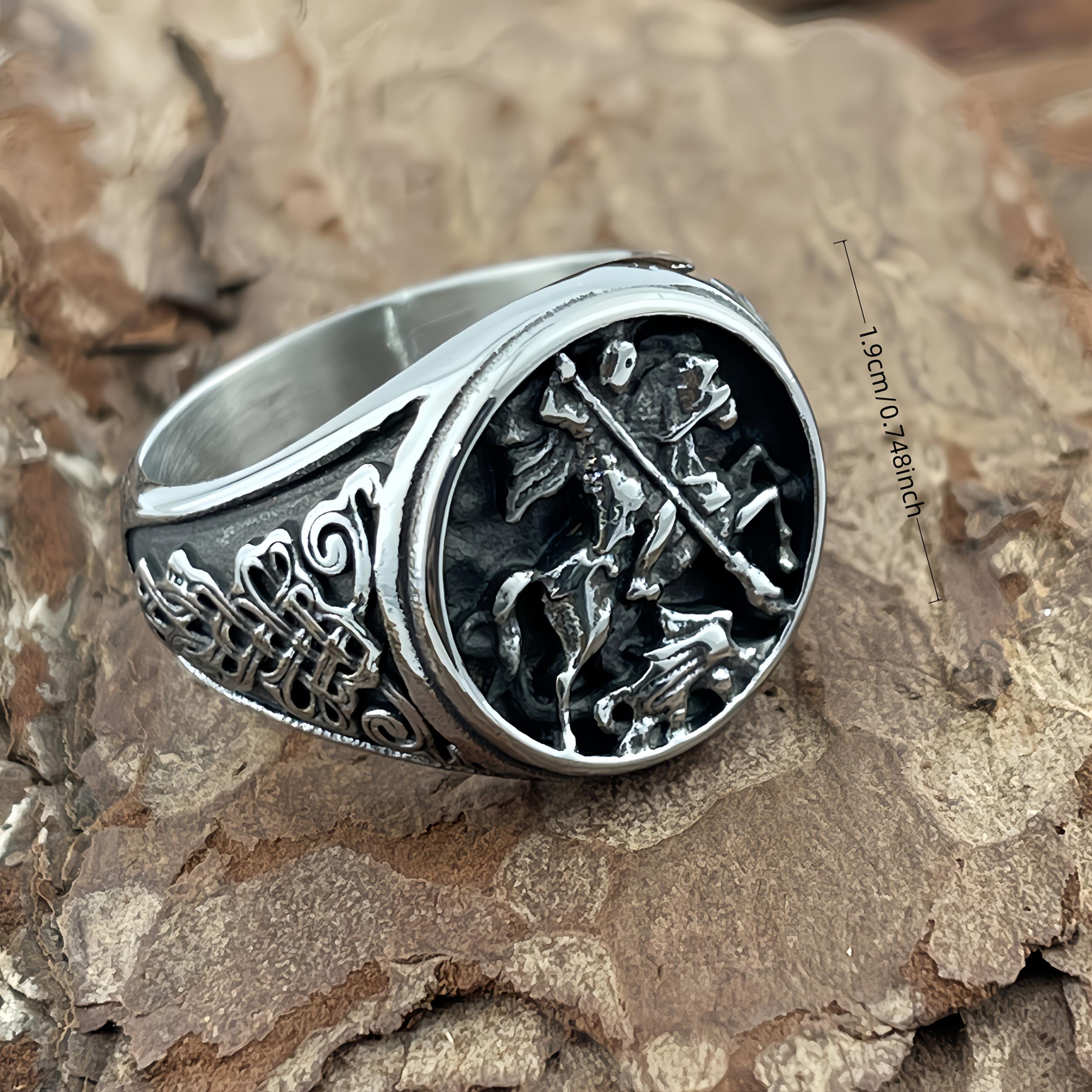 Stainless Steel Celtic Knot Horse Ring for Men