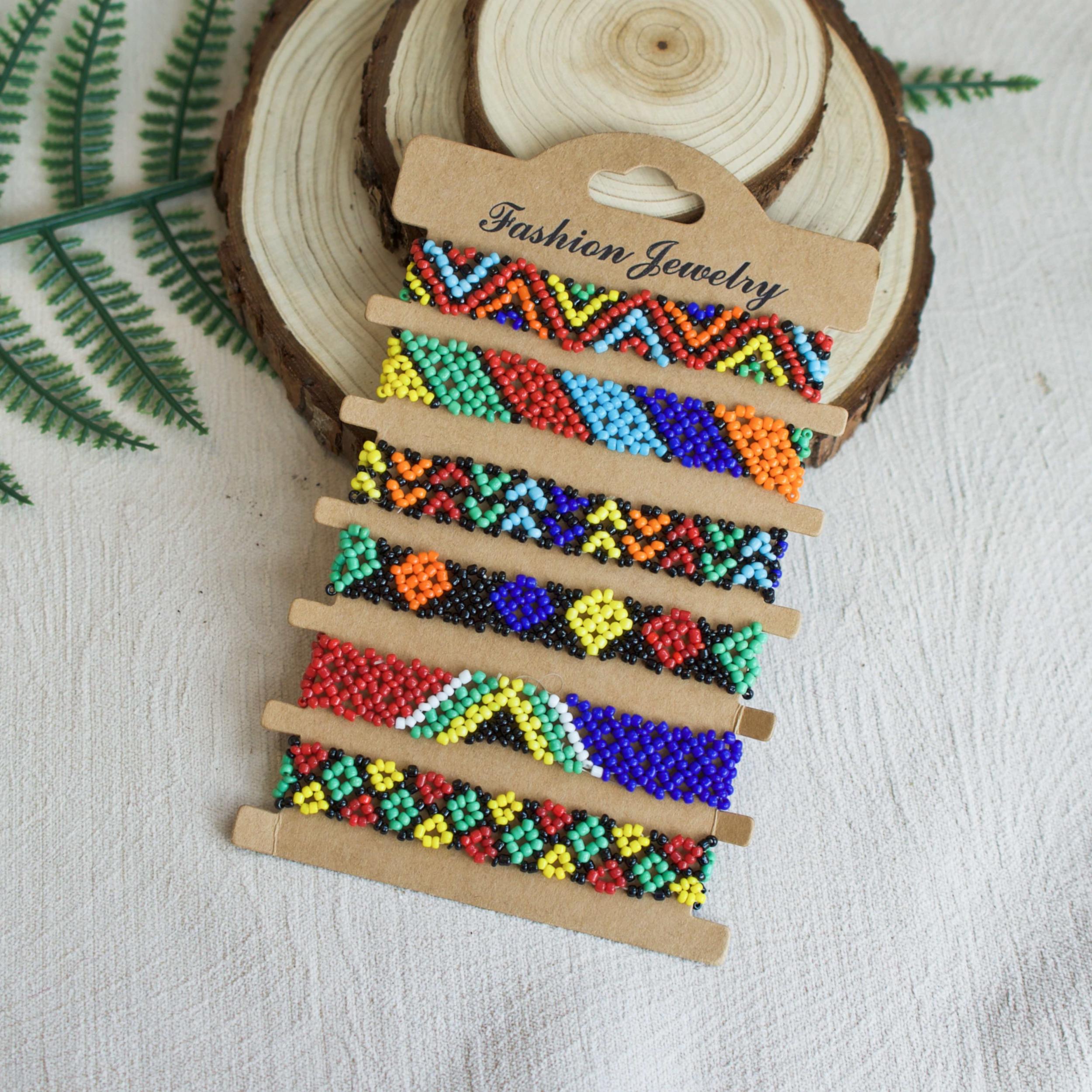 Boho Vintage Style 6pcs Beaded Bracelet Set for Women