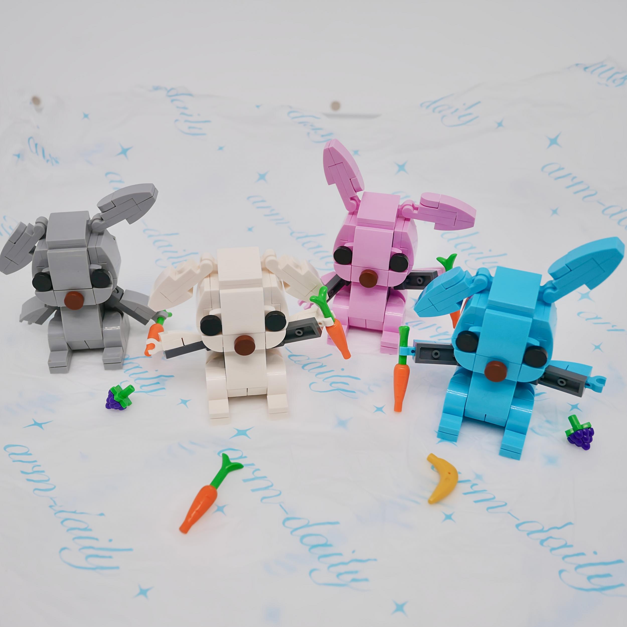 Easter Bunny Building Set Colorful Rabbit Pink And Grey