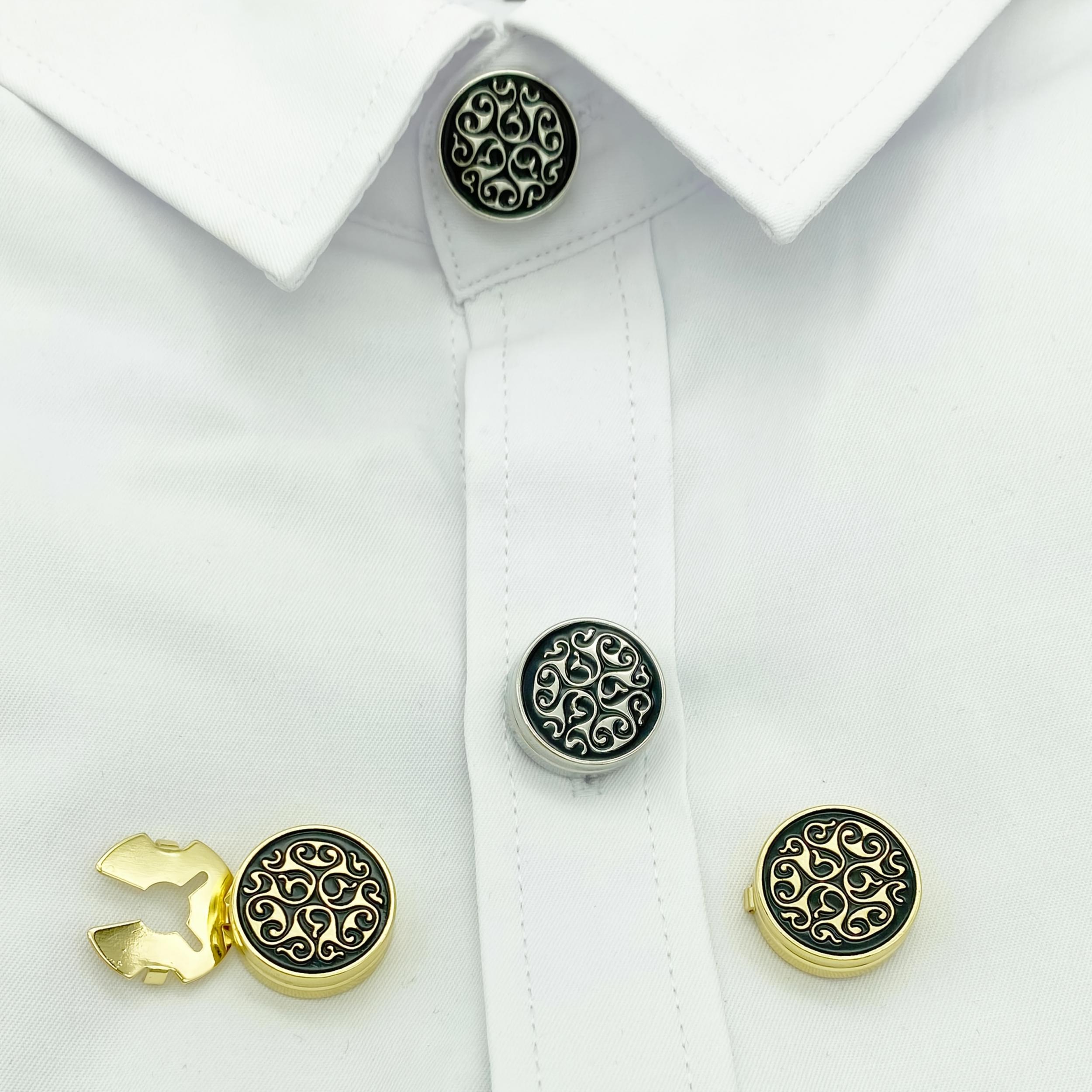 2pcs Minimalist Pattern Button Covers Hidden Buttons Shirt Decorative