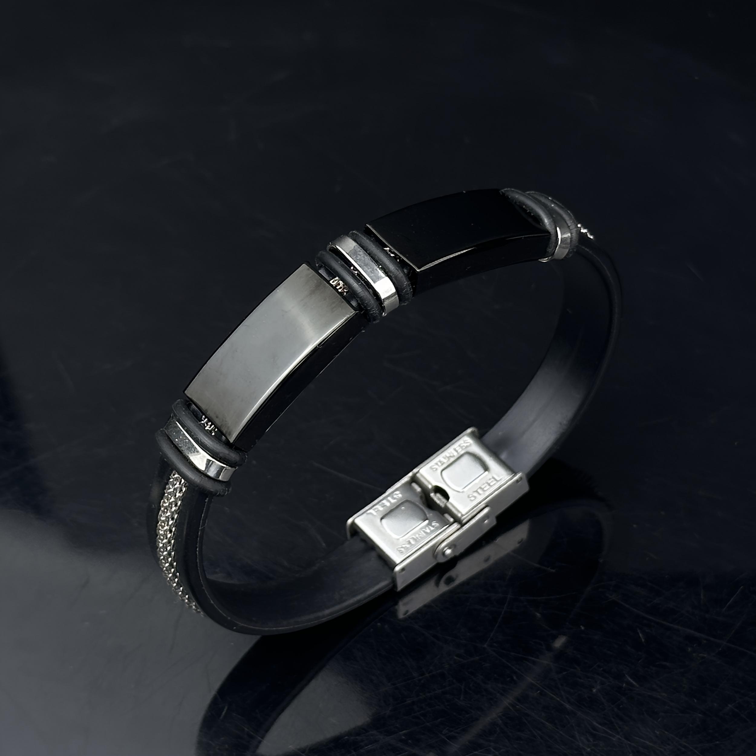 Double Tone Stainless Steel Bracelet with Silicone Strap