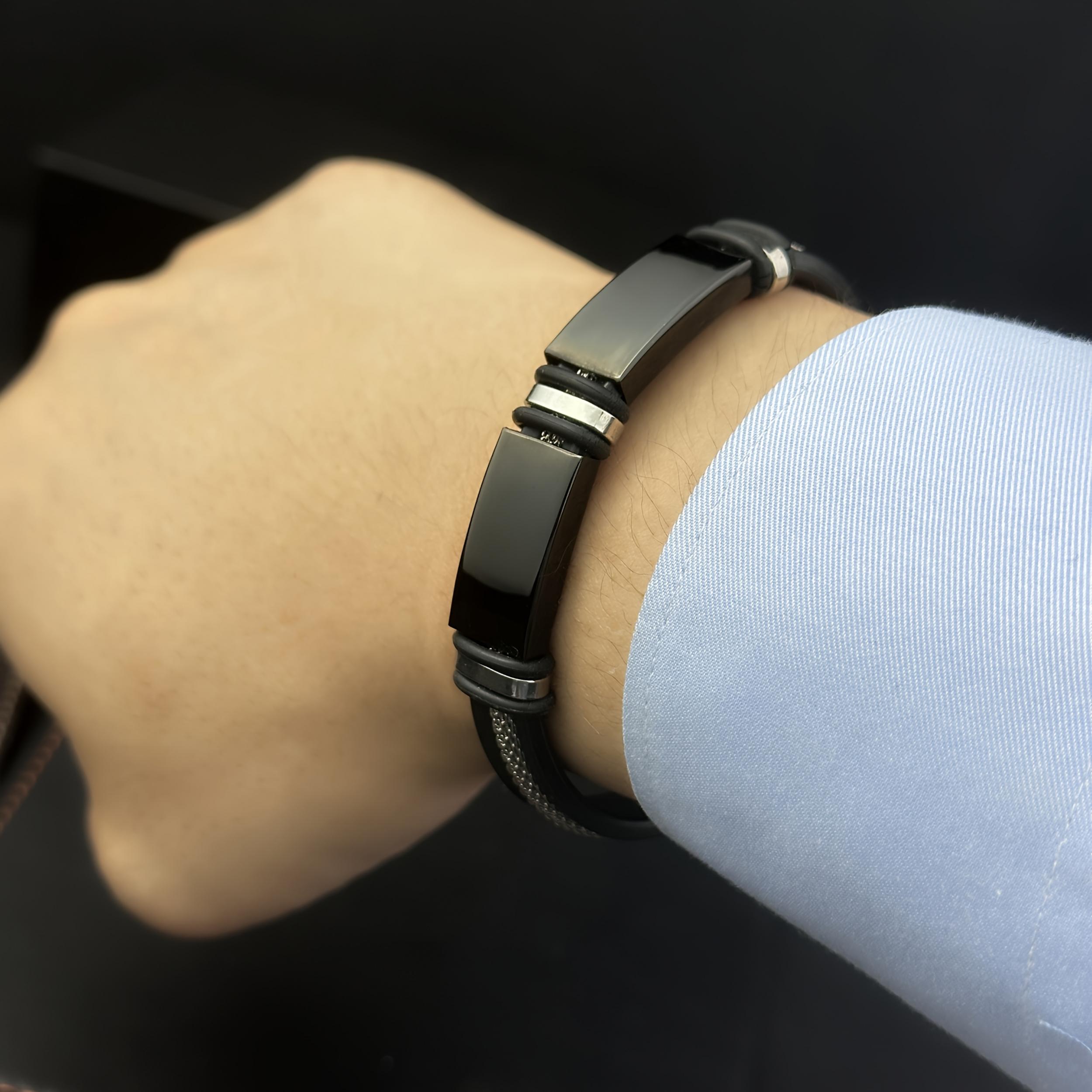 Double Tone Stainless Steel Bracelet with Silicone Strap