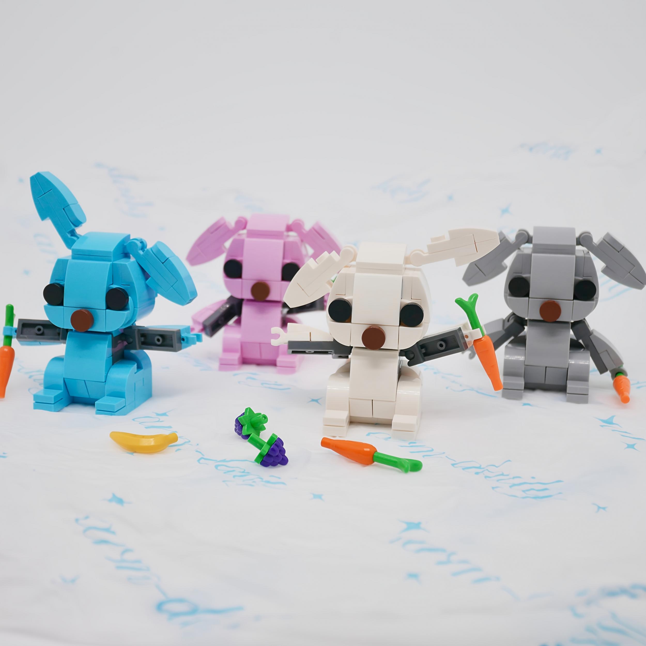 Easter Bunny Building Set Colorful Rabbit Pink And Grey