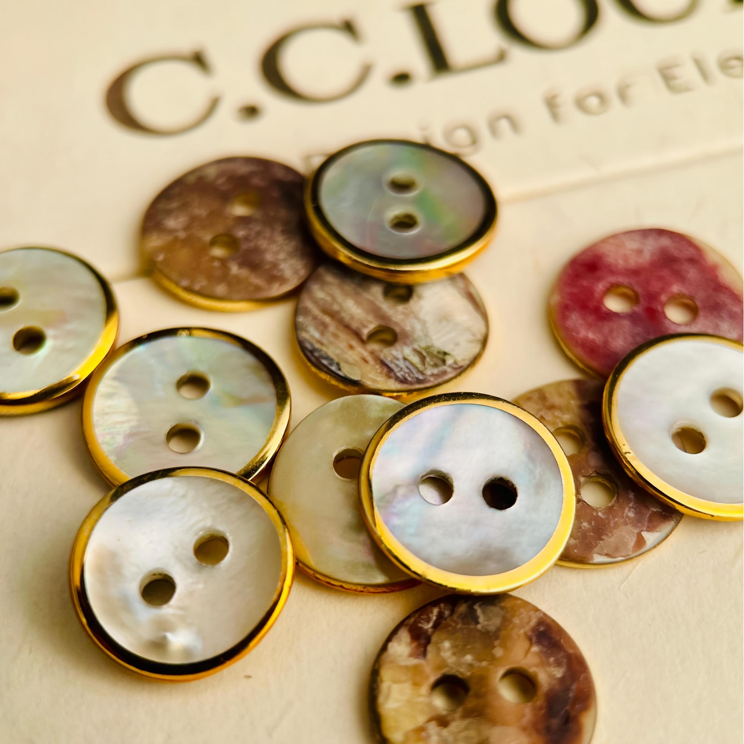 12pcs Round Double Hole Shell Buttons with Unique Texture