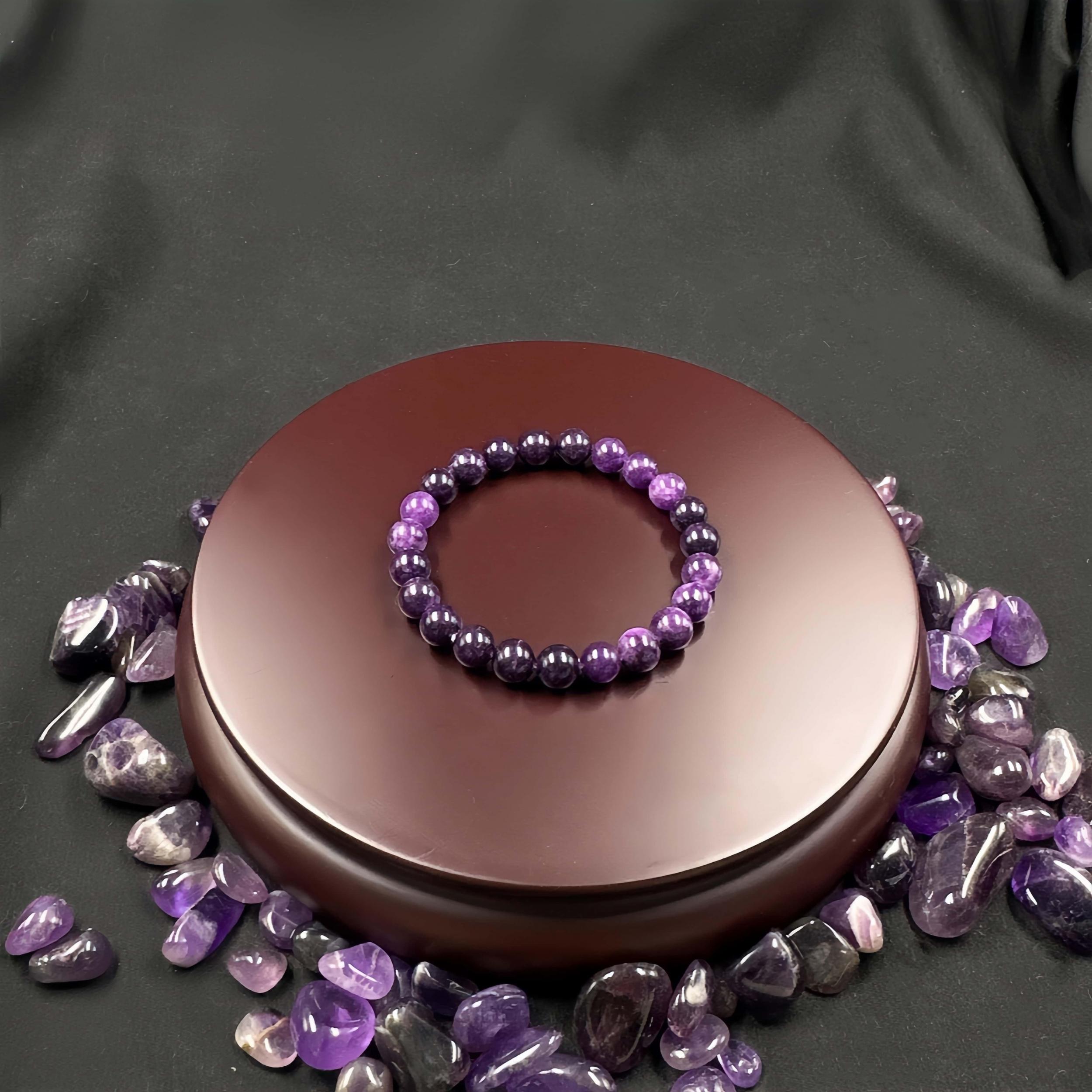 Handcrafted Amethyst Crystal Bracelet, Symbol of Wisdom & Protection