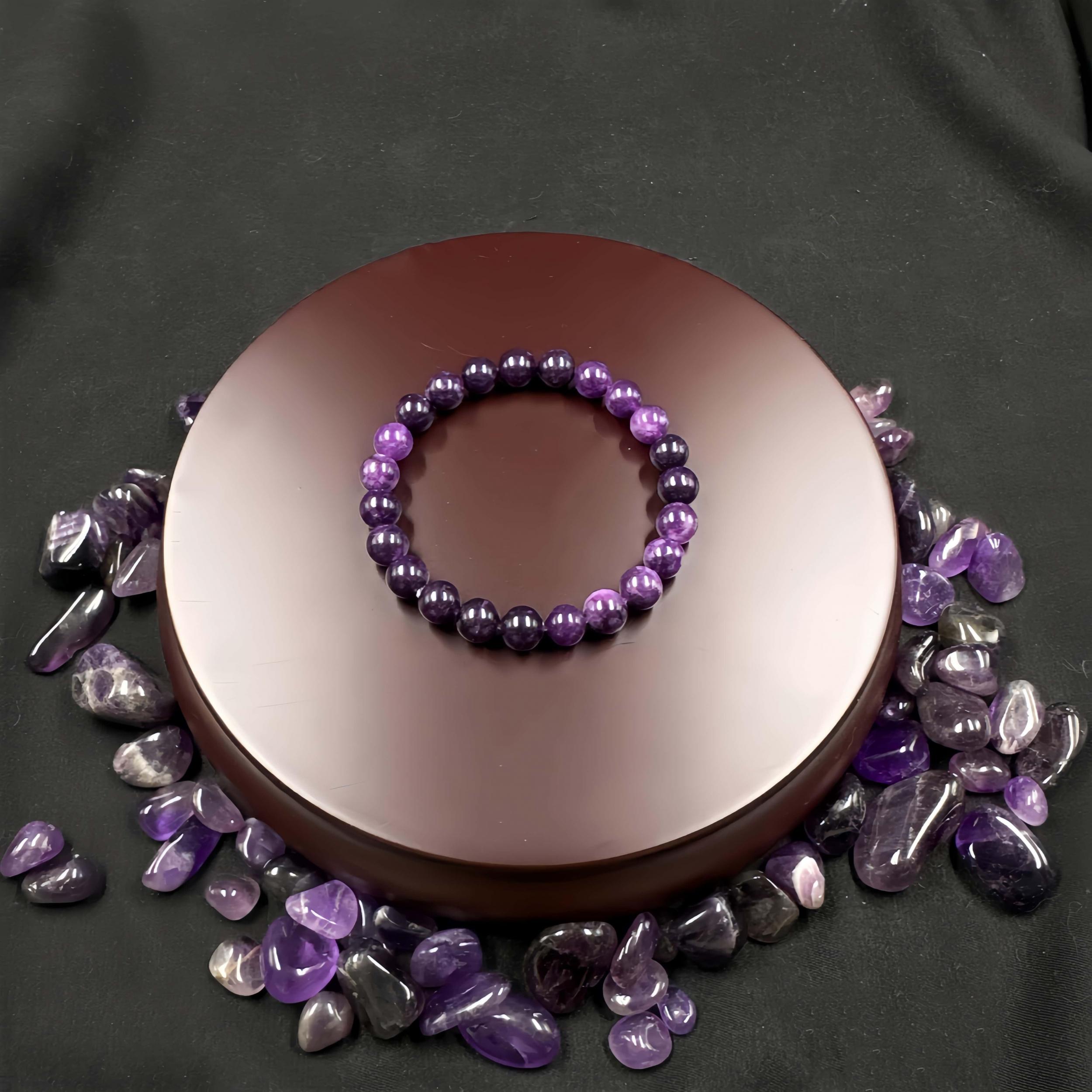 Handcrafted Amethyst Crystal Bracelet, Symbol of Wisdom & Protection